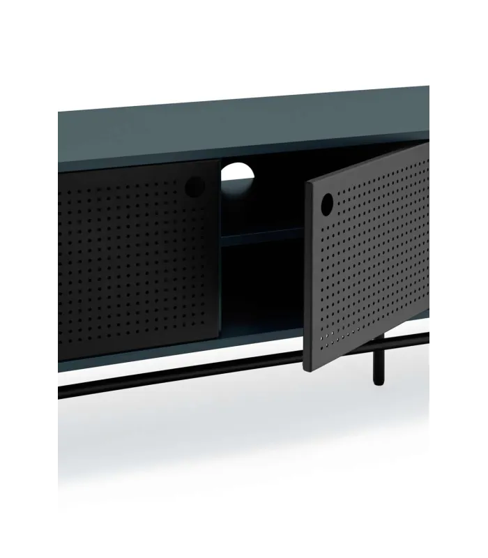 Mueble TV Punto 2 puertas 4 cajones azul/negro