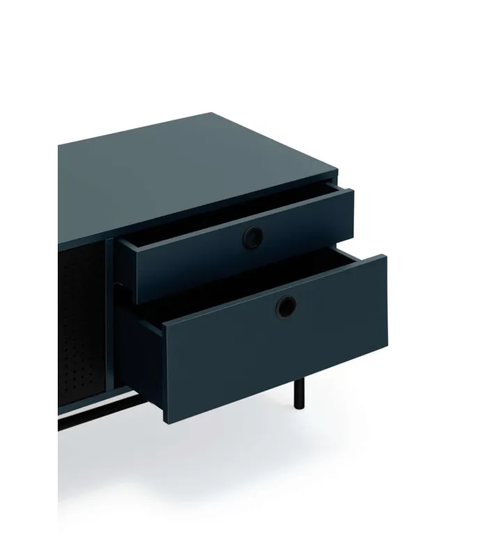 Mueble TV Punto 2 puertas 4 cajones azul/negro