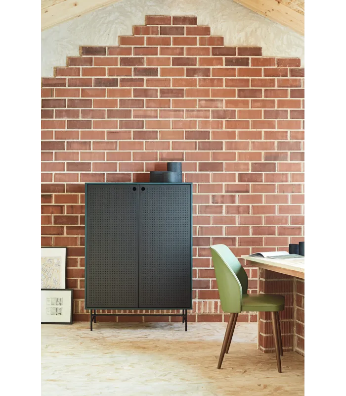 Mueble auxiliar Punto: 2 puertas, 4 cajones, verde/negro