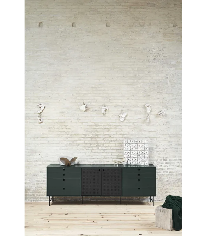 Aparador Punto 2 puertas y 8 cajones verde/negro