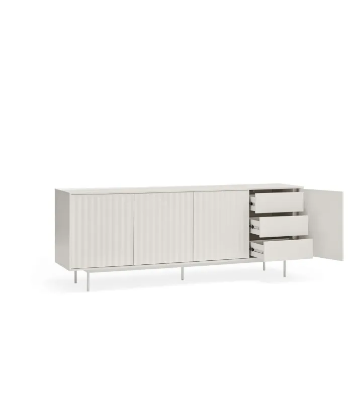 Aparador Sierra 4 puertas, blanco, elegante y funcional