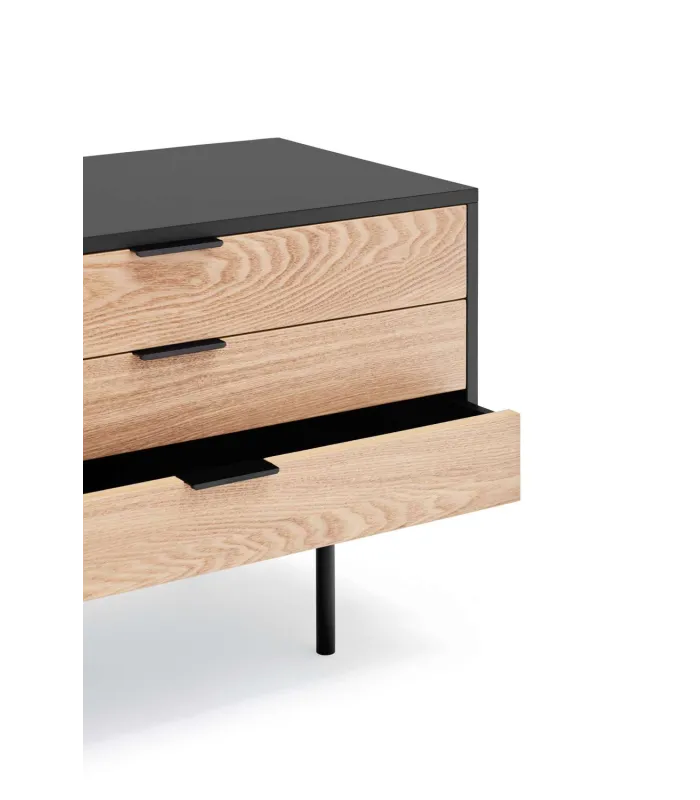Mueble TV Sierra 2 puertas y 3 cajones en negro-roble