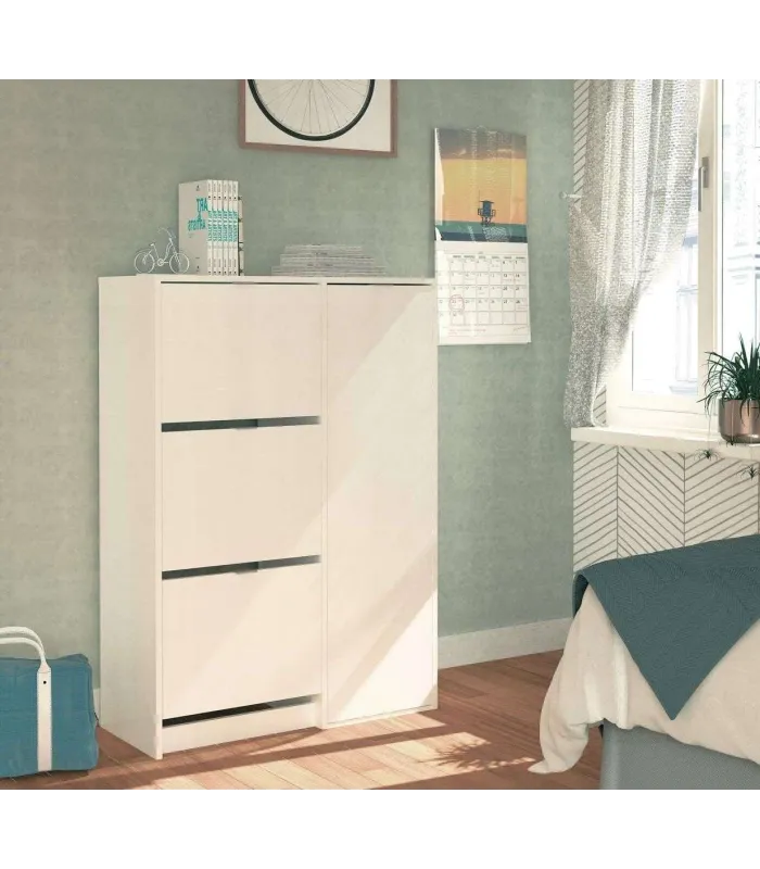 Zapatero Trevi blanco brillo, organizador de calzado