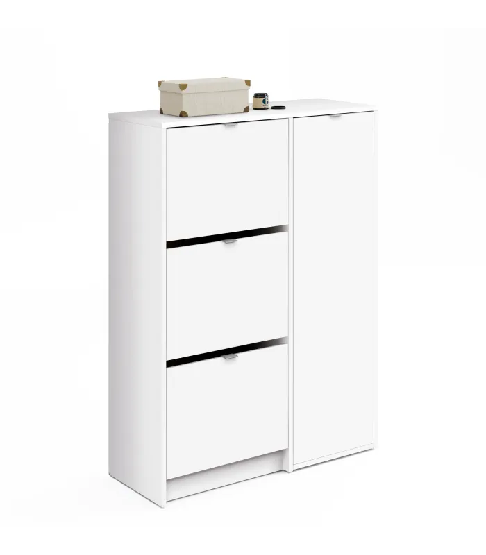 Zapatero Trevi blanco brillo, organizador de calzado