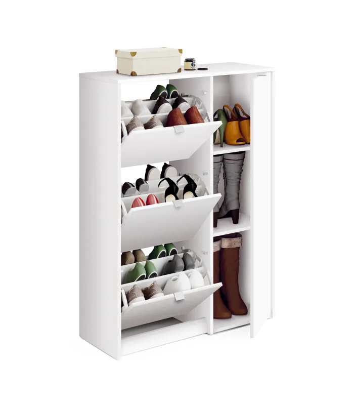 Zapatero Trevi blanco brillo, organizador de calzado