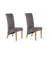 Embalagem de 2 cadeiras Minerva com acabamento em tecido castanho, cinzento ou bege. 107 cm (altura) 43 cm (largura) 63 cm (prof