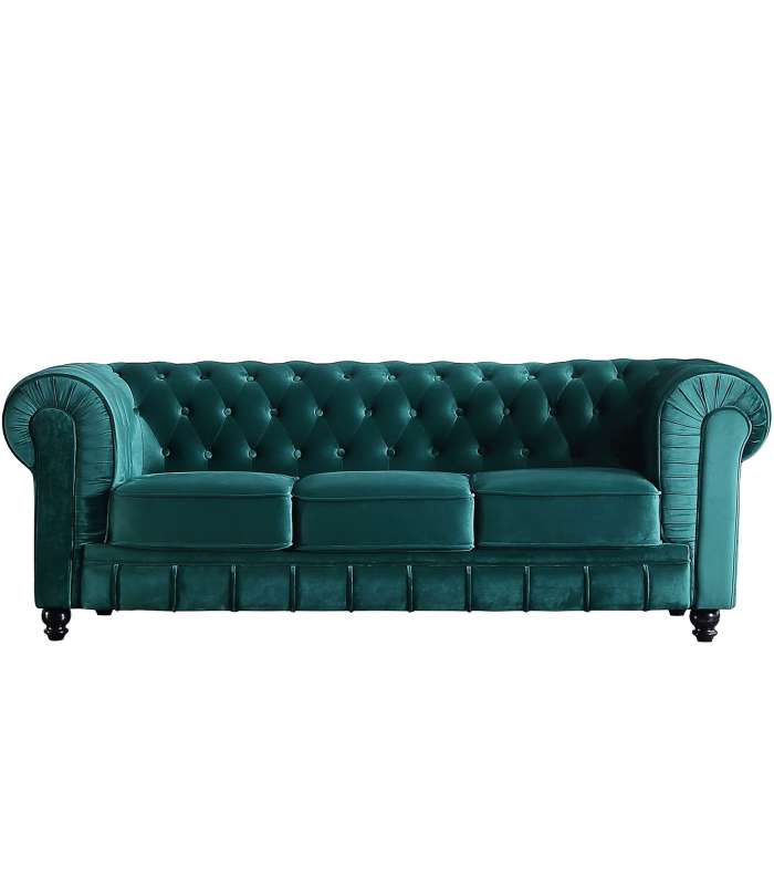 Adec Sofas Sofá 3 plazas Chesterfield en tela Velvet o semil