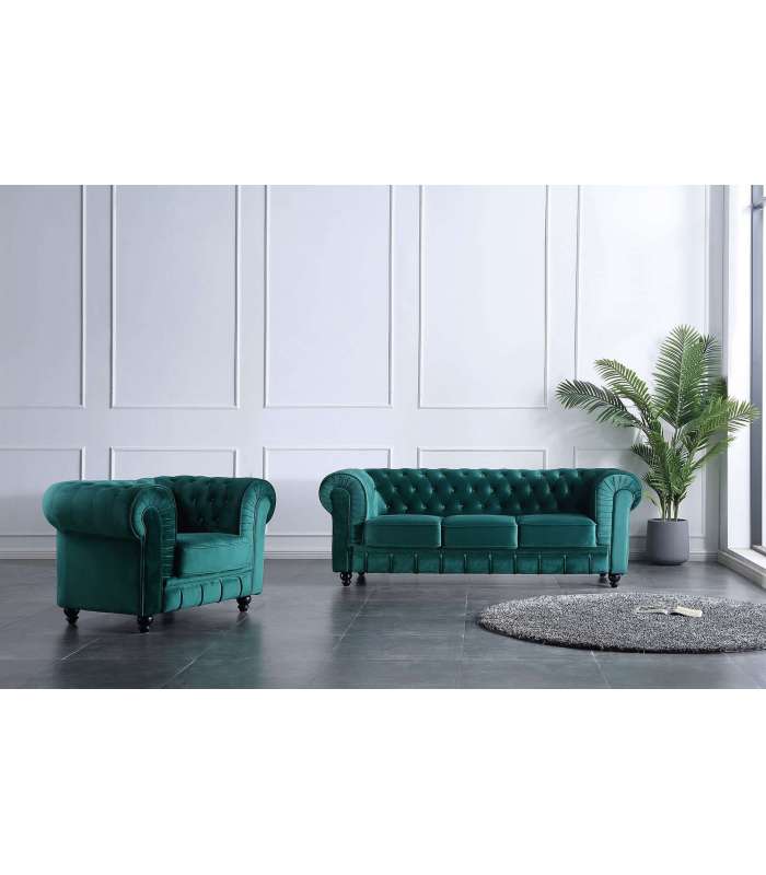 copy of Canapé Chesterfield 3 places en tissu velours ou