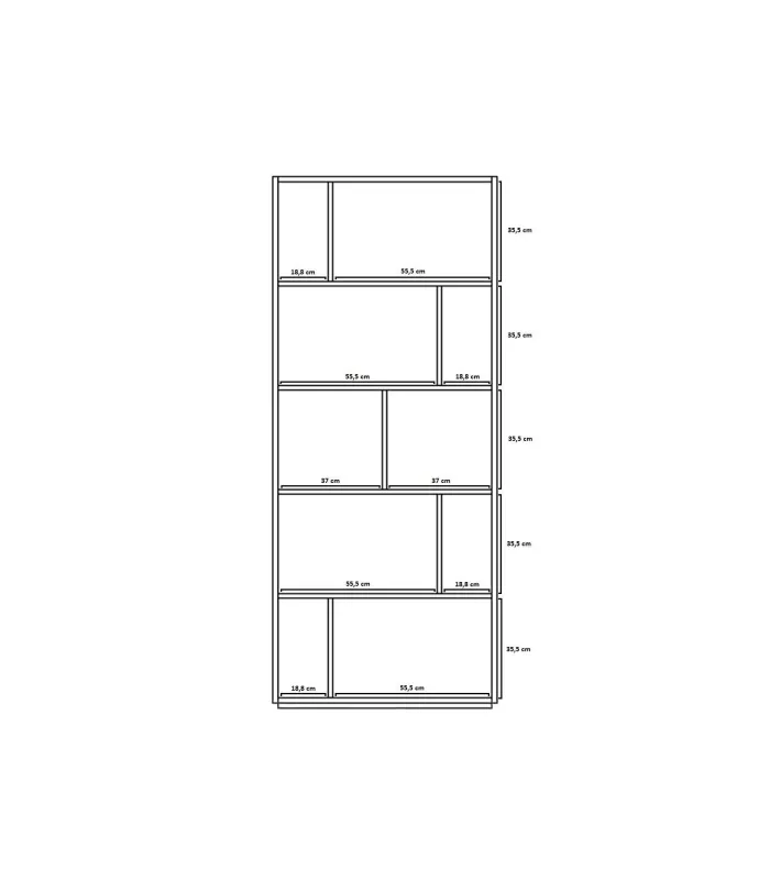 Estantería 5 alturas grafito, 10 compartimentos