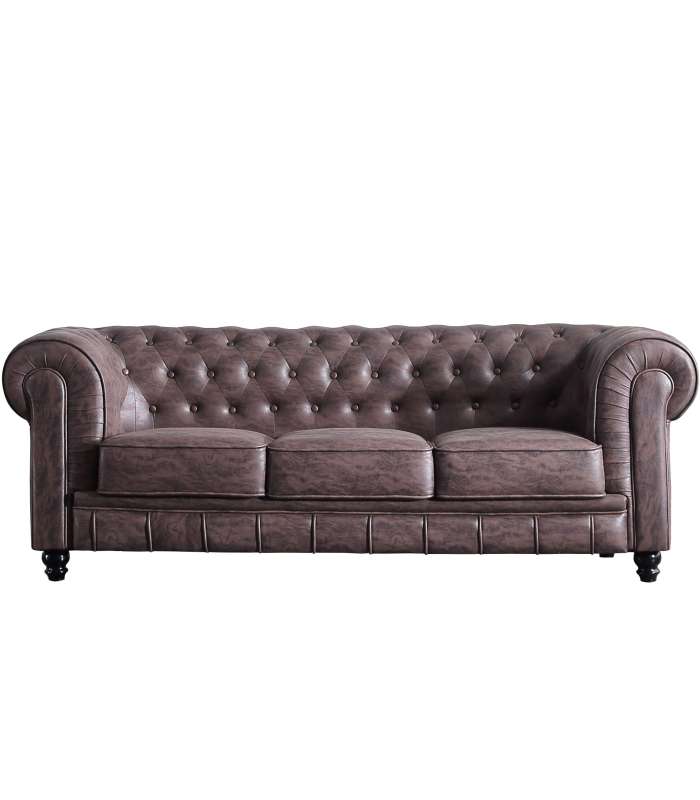 Adec Sofas Sofá 3 plazas Chesterfield en tela Velvet o semil