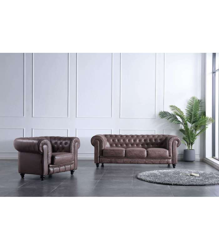 ADEC Sofas copy of Sofá 3 plazas Chesterfield tapizado en símil