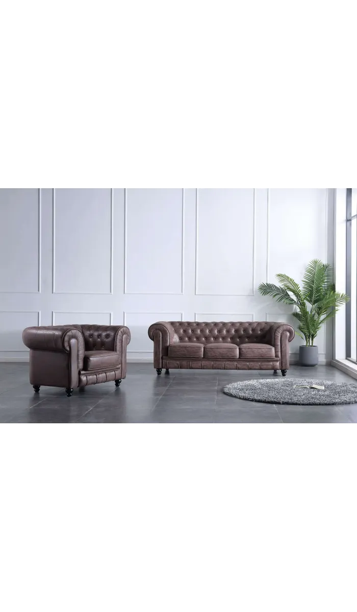 Sofá Chesterfield 3 plazas, lujo y confort.
