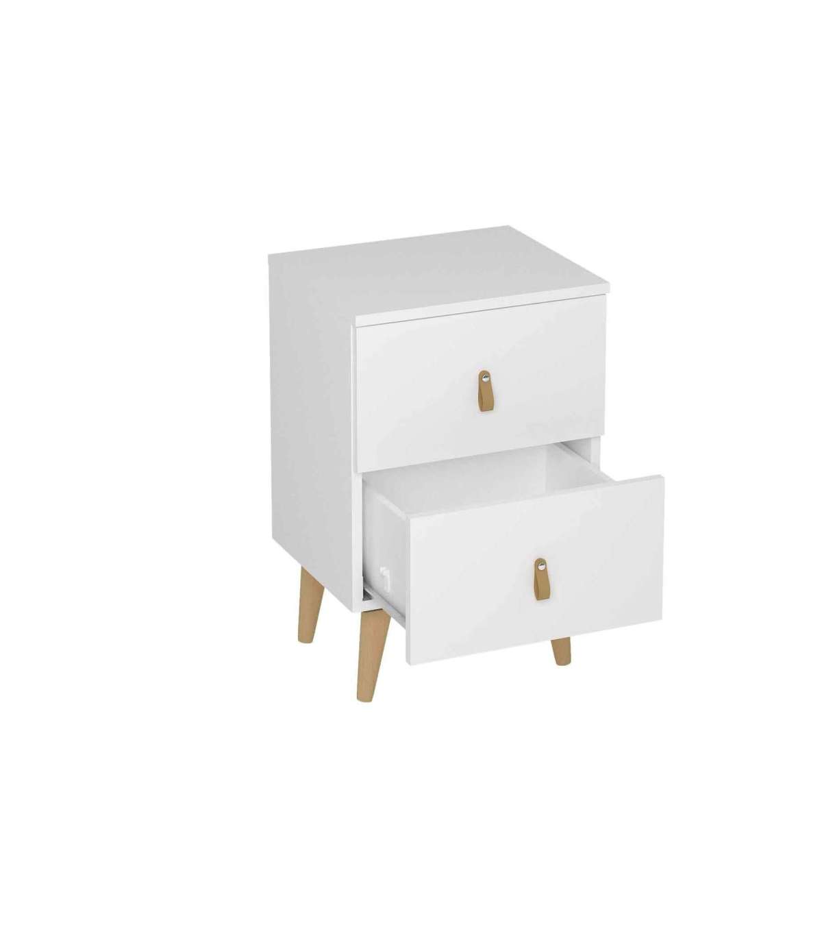 MD BLOCK, Mesita Tokio con 2 cajones en blanco. 61 cm(alto), 40 cm(ancho), 34 cm - Imagen 3 de 4