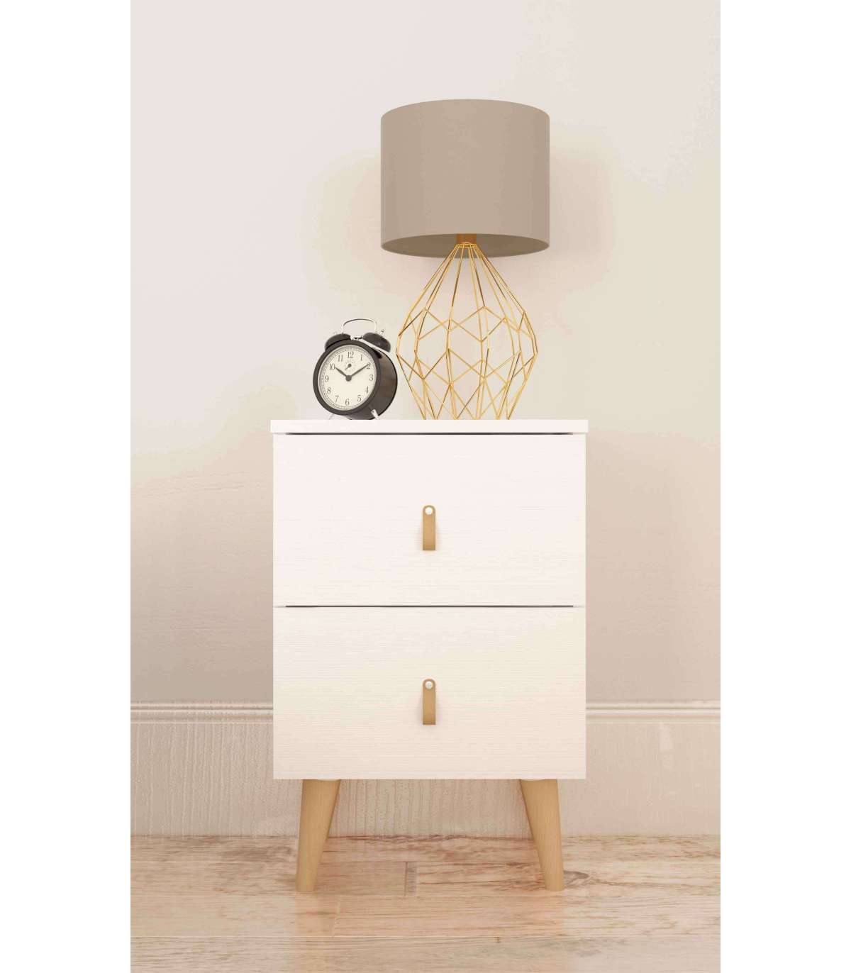 MD BLOCK, Mesita Tokio con 2 cajones en blanco. 61 cm(alto), 40 cm(ancho), 34 cm - Imagen 4 de 4