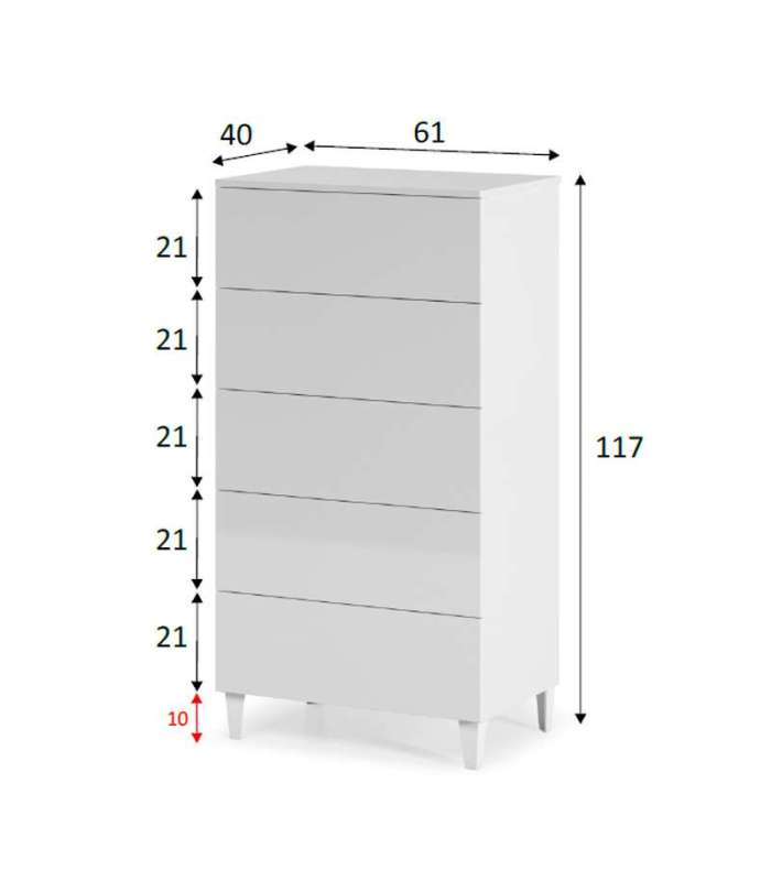 Sifonier 5 White Diva Drawers