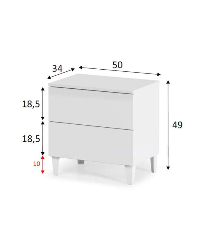 Mesa de cabeceira 2 gavetas Pekin acabamento branco 49