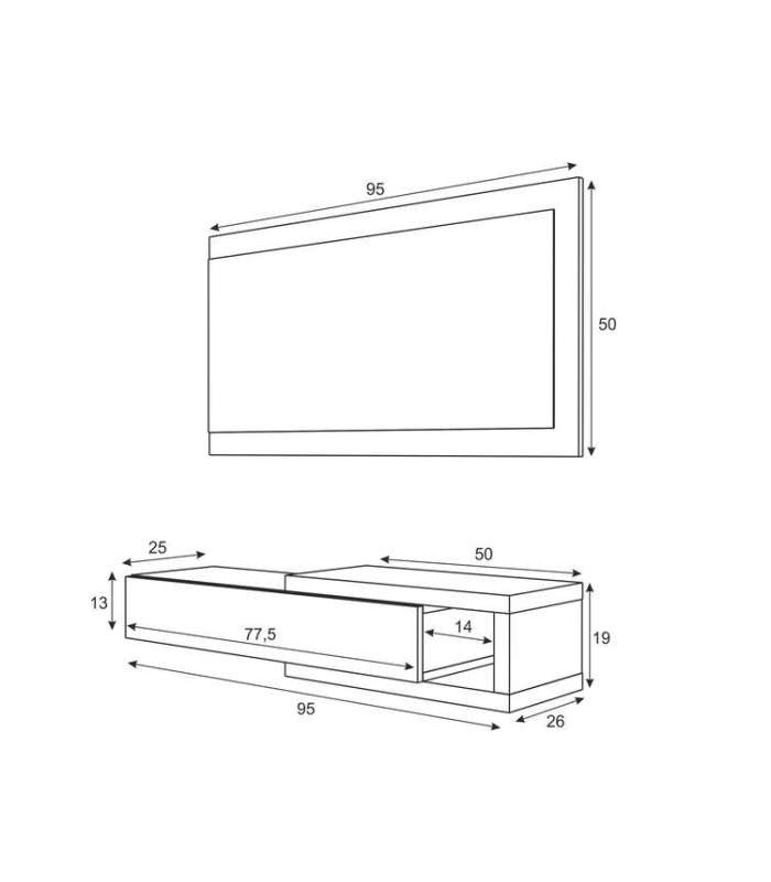 Mueble recibidor Zoe blanco artik combinado con acabado cemento