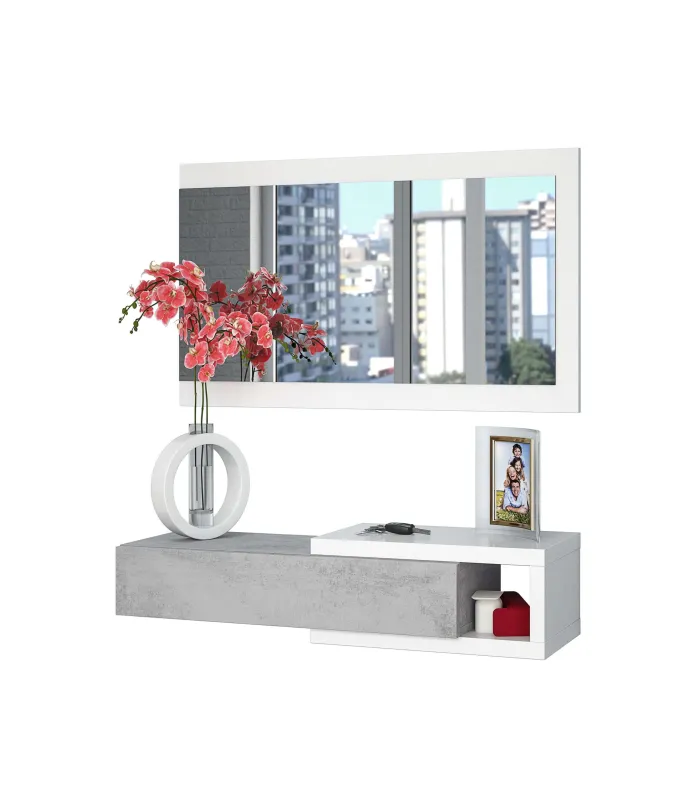 Mueble recibidor Zoe en gris cemento moderno