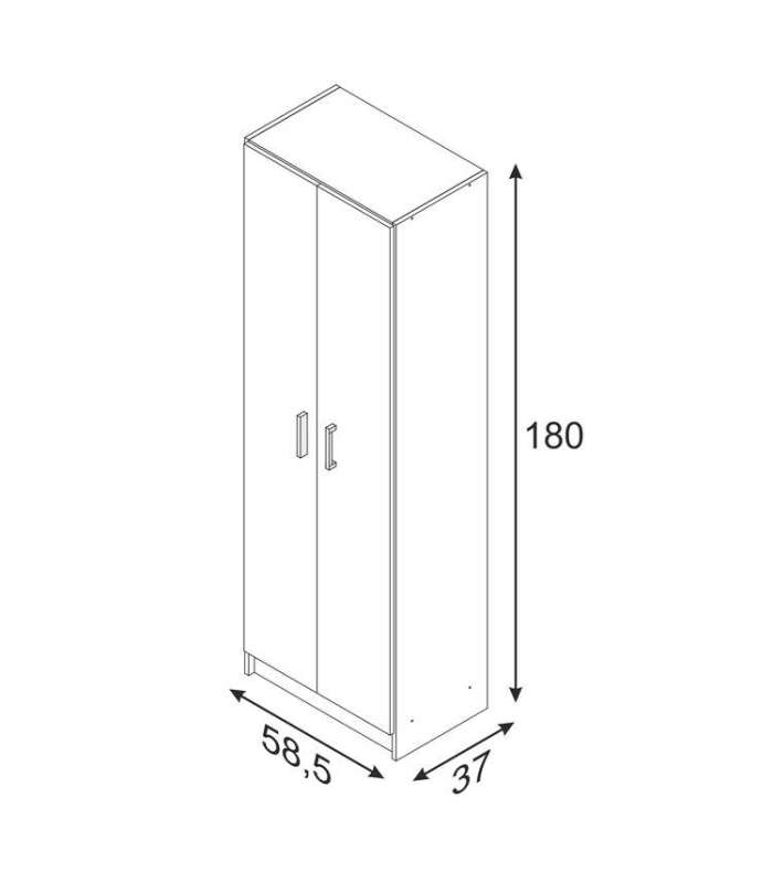 Armoire Milan en finition blanche avec 2 portes et 3 étagères