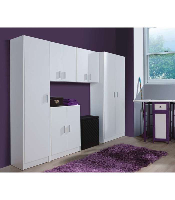 Armoire Milan en finition blanche avec 2 portes et 3 étagères