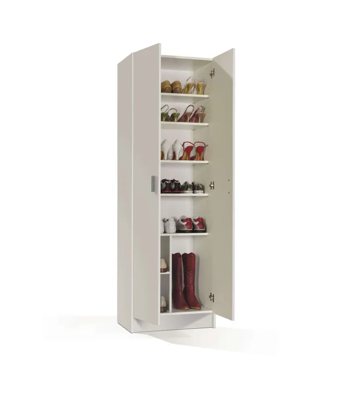 Armario zapatero Milan blanco 2 puertas 59x180x37 cm