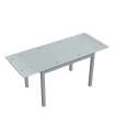 Mesa de jantar de cozinha extensível Md-Baby, acabamento em vidro branco, 110/170cm (largura) 75cm (altura) 70cm (profundidade).
