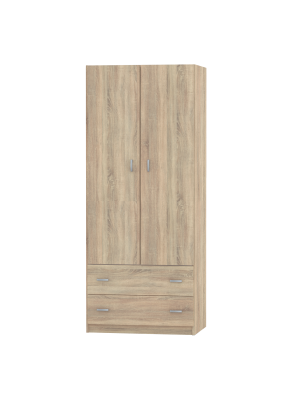 Armario ropero 2 puertas y 2 cajones en roble