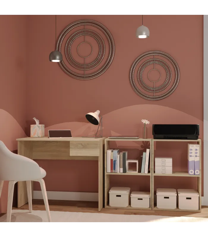 Mesa escritorio Turín con cajón en color roble