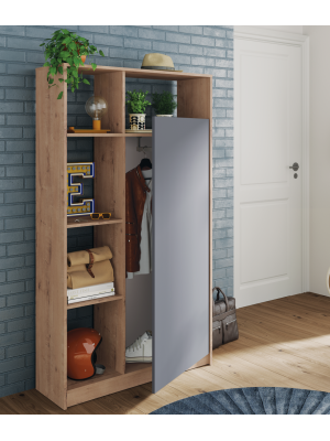 Armario Recibidor Neo en acabado roble/gris, 187x100x35 cm