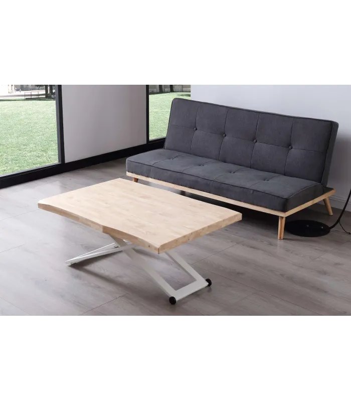 Mesa centro elevable Zoe roble nordish/blanco 120x80cm