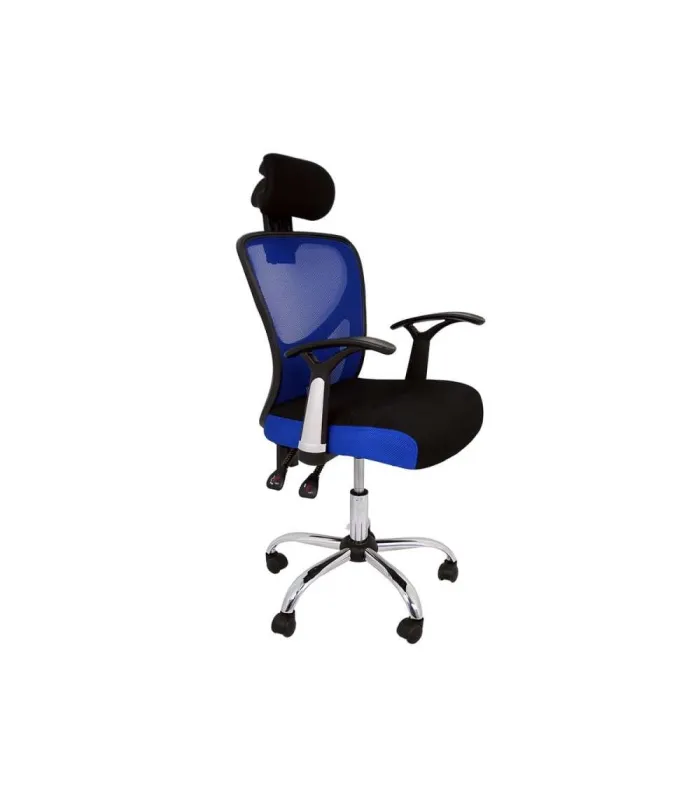 Silla de escritorio Carla azul y negro, ergonómica.