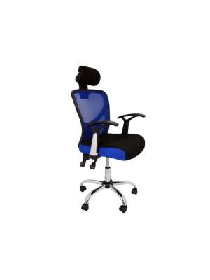 Silla de escritorio Carla azul y negro, ergonómica.