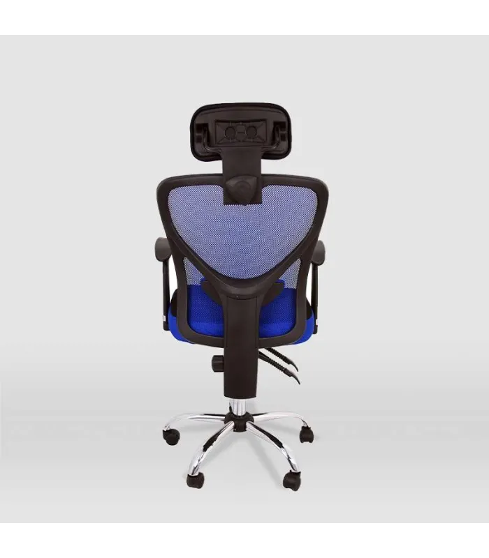 Silla de escritorio Carla azul y negro, ergonómica.