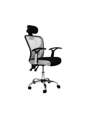 Silla de escritorio Carla gris y negro, ergonómica.