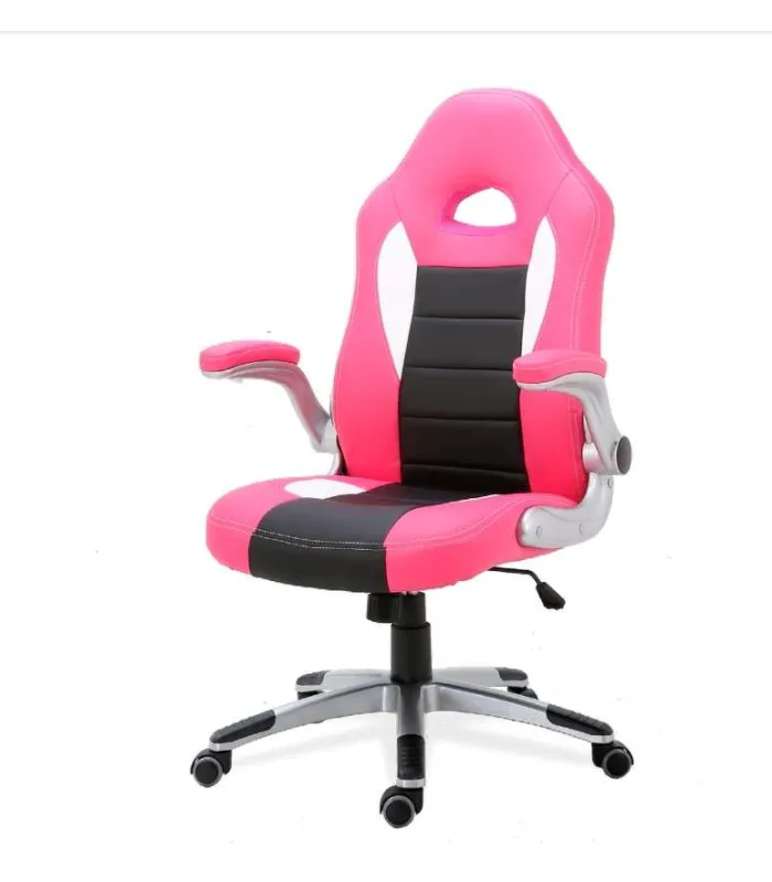 Silla de escritorio Victoria rosa y negro ergonómica