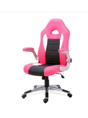 Silla de escritorio Victoria rosa y negro ergonómica