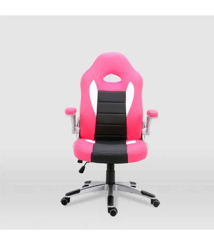 Silla de escritorio Victoria rosa y negro ergonómica