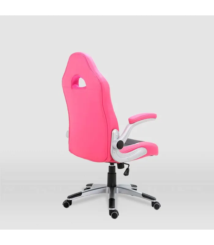 Silla de escritorio Victoria rosa y negro ergonómica