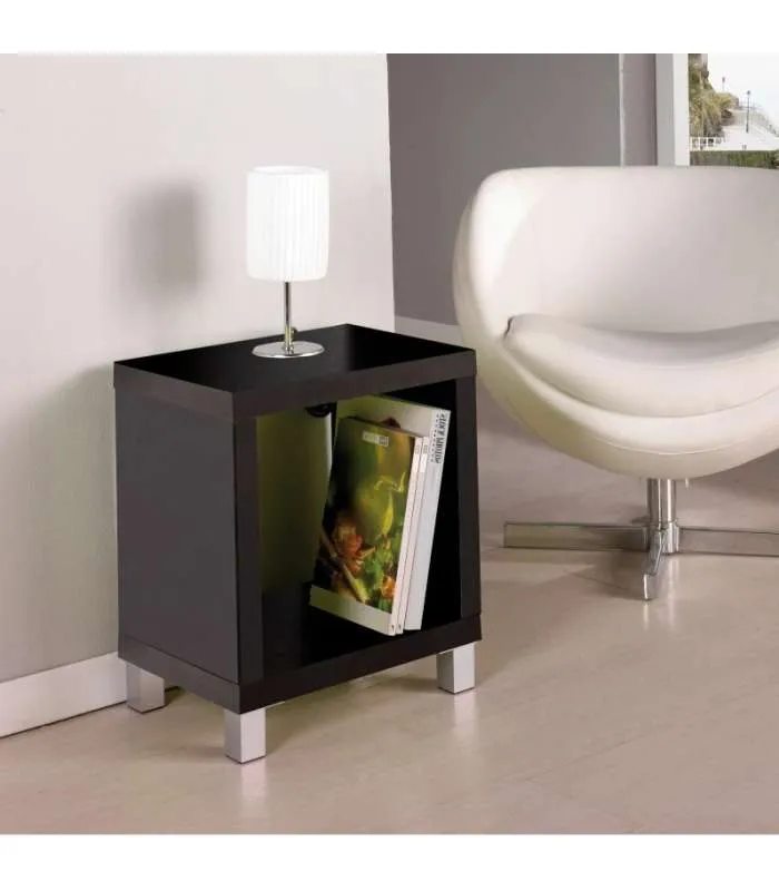 Mesita auxiliar Kubox negra, 48x41x29 cm.