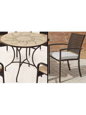 Conjunto mesa y 4 sillones mosaico para jardín