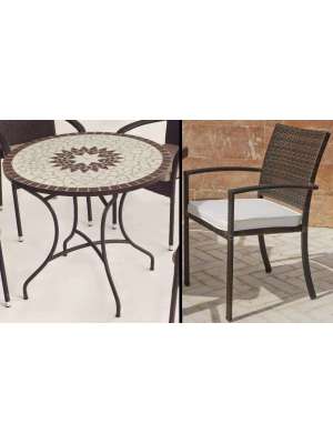 Conjunto mesa y 4 sillones jardín mosaico Estela/Bahia