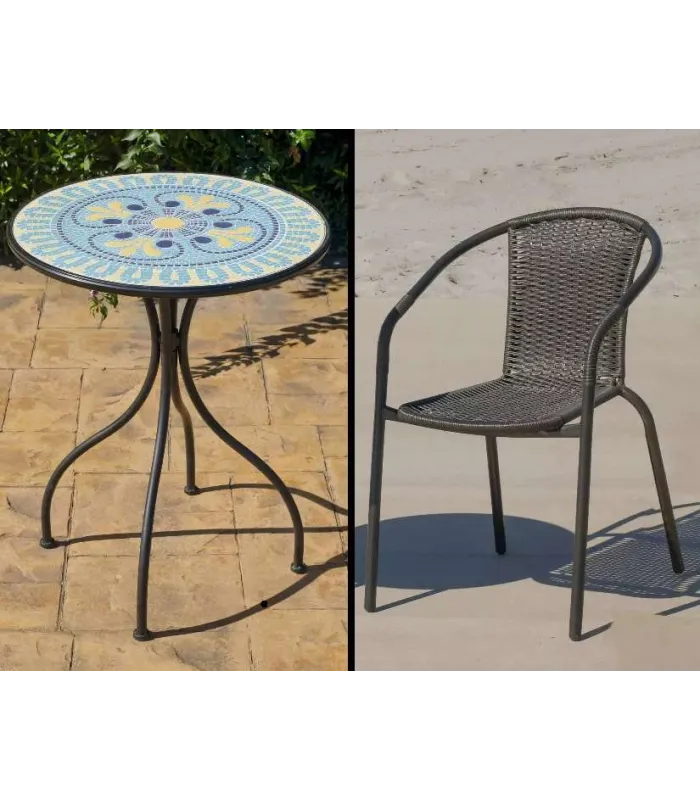 Conjunto Mesa y 2 Sillones Jardín Mosaico Berna/Brasil