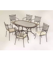 Conjunto de mesa+4 sillones+4 cojines terraza jardín mosaico Sambala/Shifa-150/4+4C.