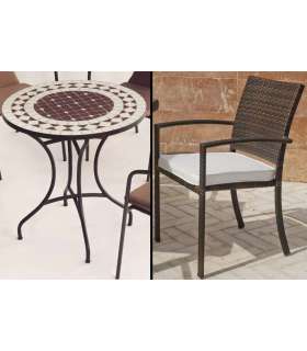 copy of Set terrace garden table + 2 armchairs steel Brazil-60.