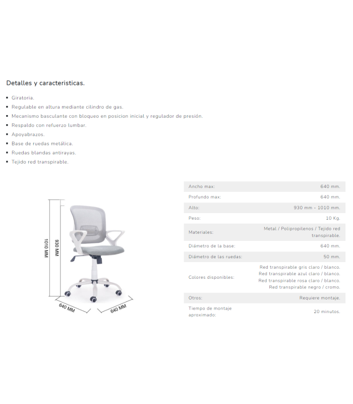 copy of Rotating desk chair Breeze in various colors.