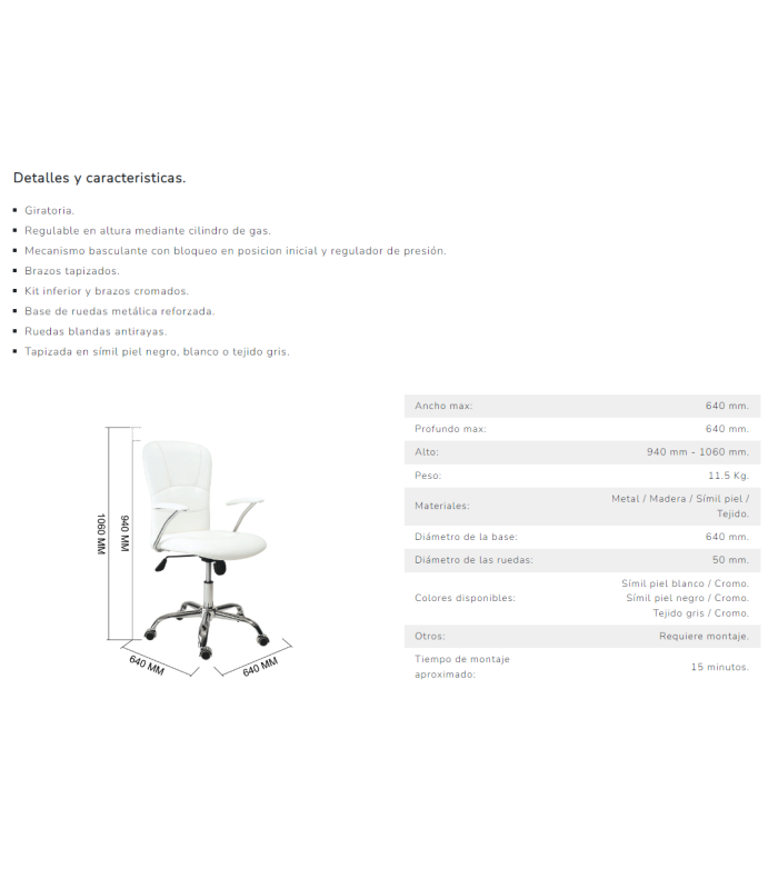 Maggie swivel office armchair in two colors.