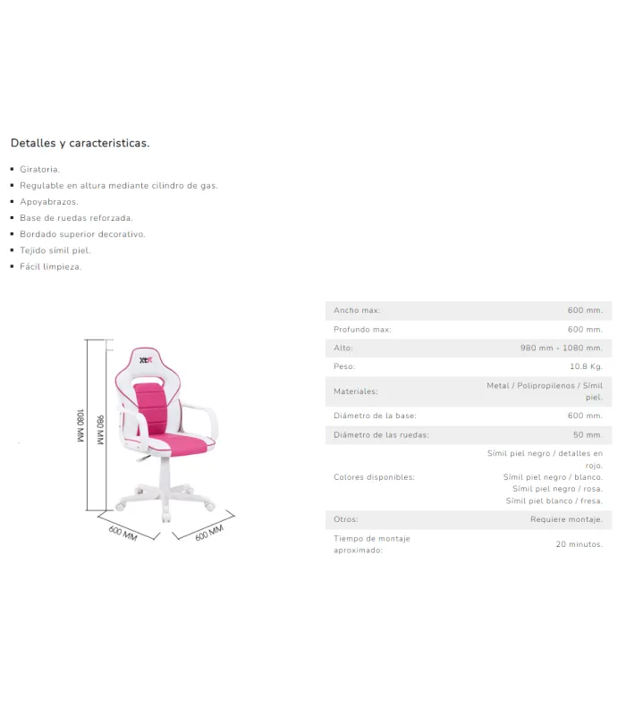 Xtr Junior swivel chair adjustable in height in leather simil.