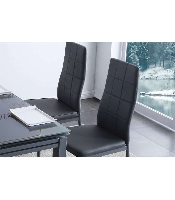 copy of Pack 4 chaises Laia cuir similaire blanc ou gris 98