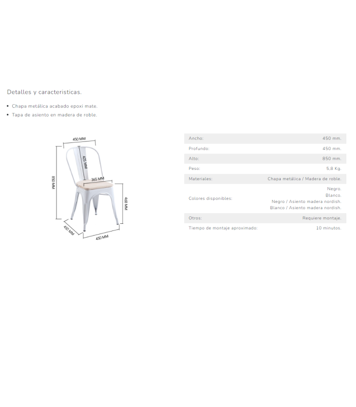 ADEC pack de 4 sillas Pack de 4 sillas de comedor Tolix acabado