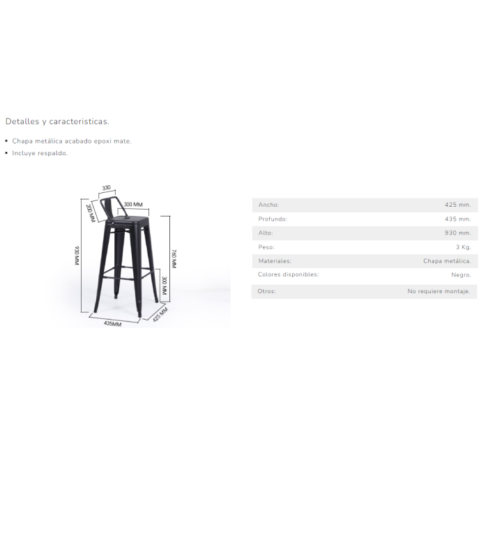 copy of Pack de 4 tabourets Tolix avec dossier en finition